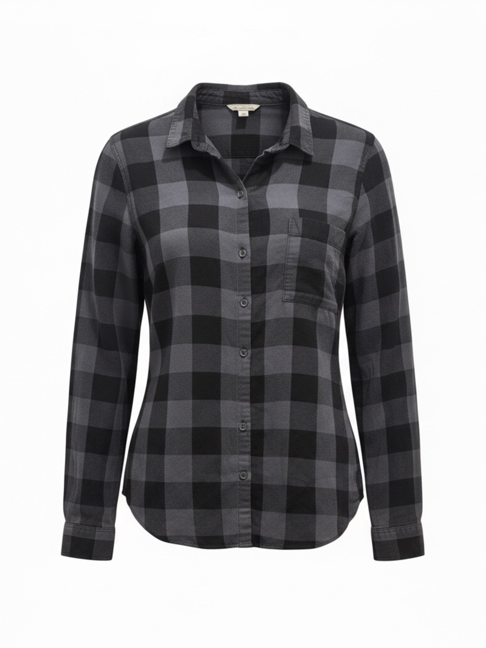 Gap Women’s M Gray Black Buffalo Plaid Button Up Shirt Cabincore